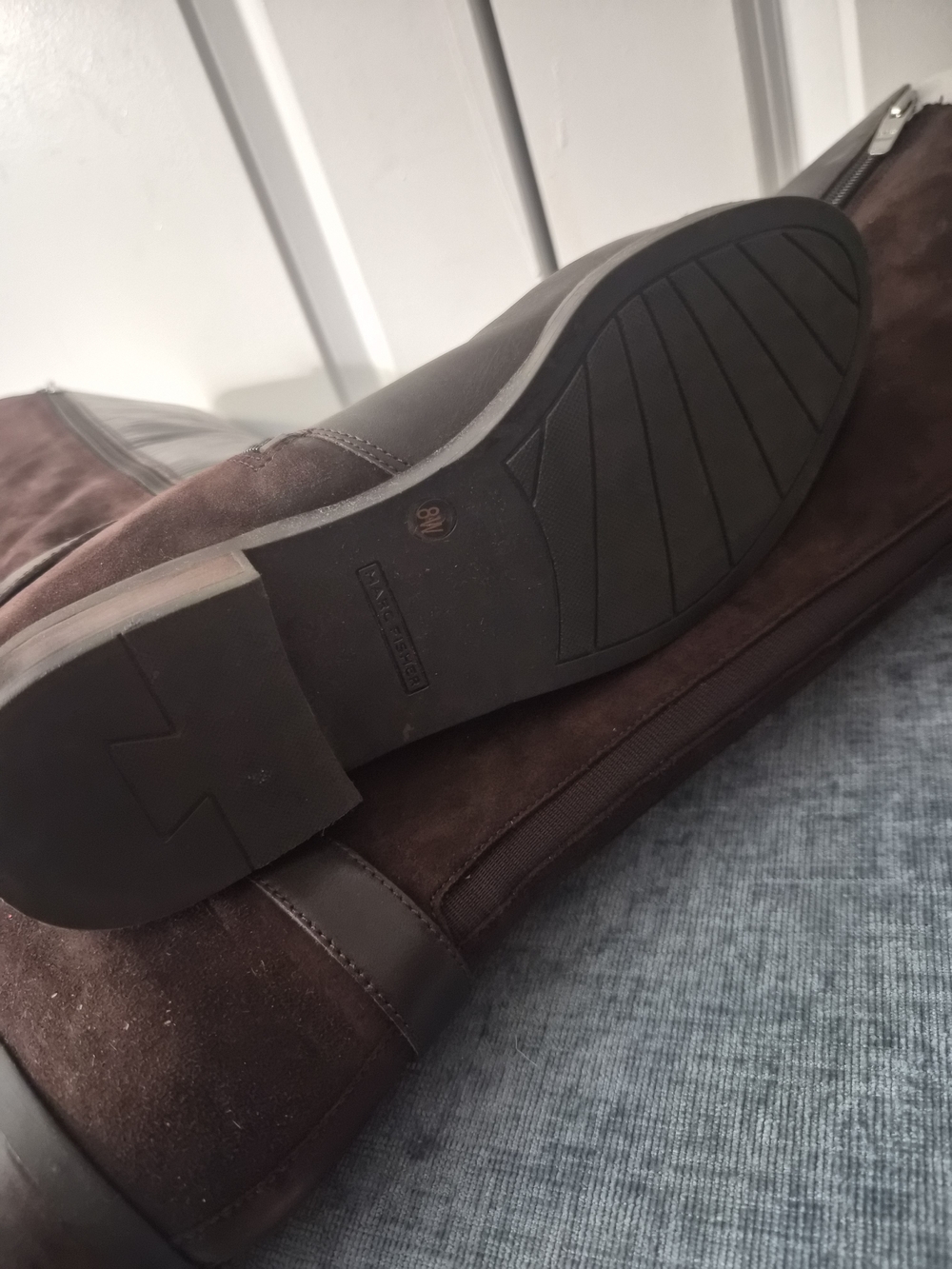 Marc Fisher Tall Leather & Suede Riding Boots in Dark Brown - Picture 8 of 12